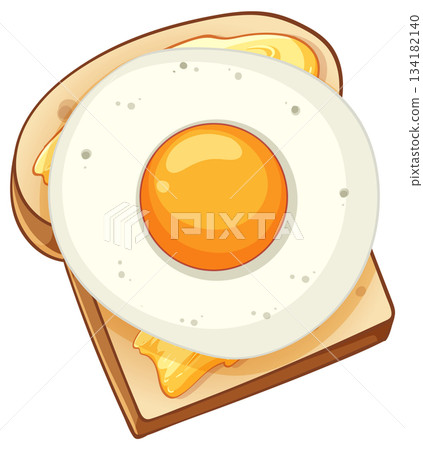 Fried Egg on Buttered Toast Vector Illustration Fried Egg on Buttered Toast Vector Illustration 134182140