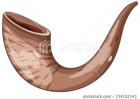 Curved Shofar Horn Vector Illustration on White Background Curved Shofar Horn Vector Illustration on White Background 134182143