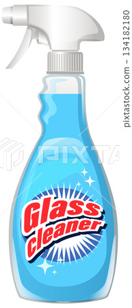Spray Bottle of Blue Glass Cleaner Vector Illustration 134182180