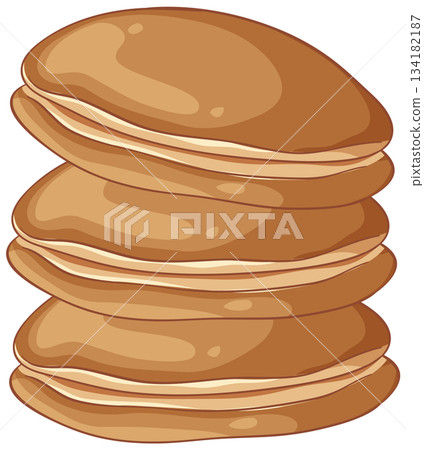 Stack of Japanese Dorayaki Pancakes with Sweet Filling 134182187