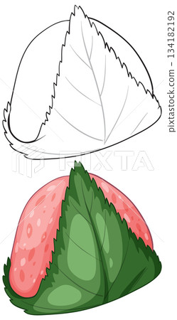 Japanese Sakura Mochi with Leaf Vector Illustration Japanese Sakura Mochi with Leaf Vector Illustration 134182192