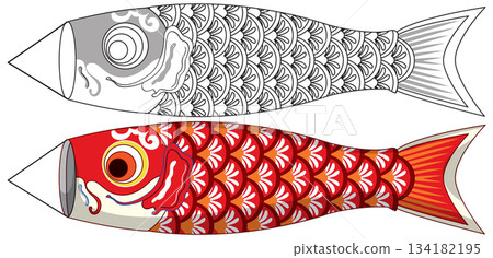 Traditional Japanese Koinobori Carp Streamer Vector Illustration 134182195