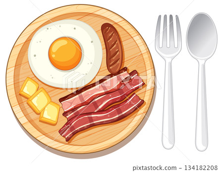 Classic Breakfast Plate with Egg, Bacon, and Sausage Classic Breakfast Plate with Egg, Bacon, and Sausage 134182208