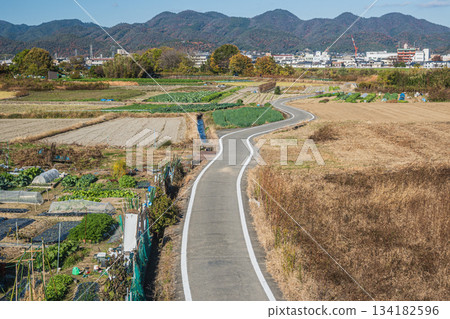 京都桂川沿岸鄉村風光,京花輪自行車道 京都桂川沿岸鄉村風光,京花輪自行車道 134182596