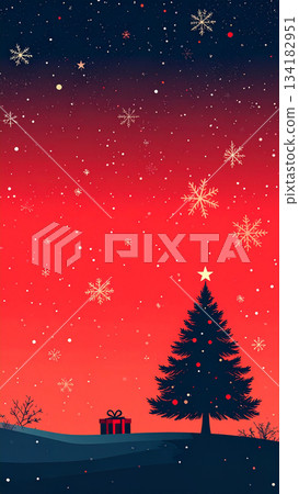 Minimalist Christmas tree background template in portrait layout 134182951