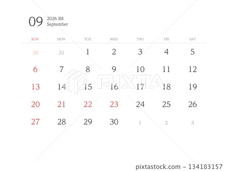 2026 Calendar September No Ruled 2026 Calendar September No Ruled 134183157