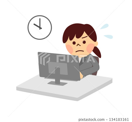 Working women and clocks Working women and clocks 134183161