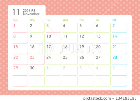 November 2026 polka dot calendar November 2026 polka dot calendar 134183185