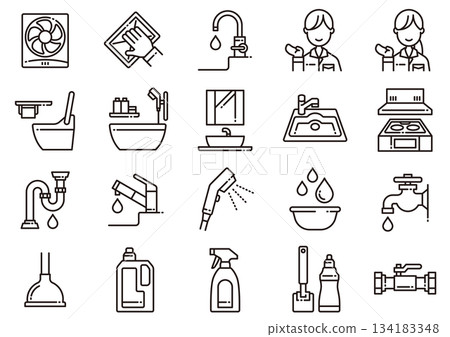 Bathroom/Kitchen Area Icons 01 Bathroom/Kitchen Area Icons 01 134183348