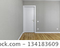 White Interior Door with Golden Handle and Wooden Floor in Modern Apartment 134183609