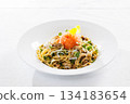Japanese-style pasta topped with cod roe 134183654