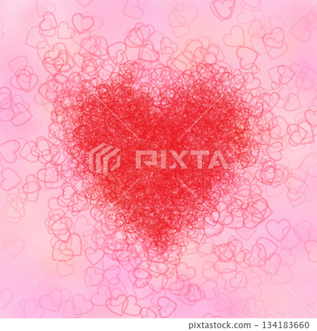 粉紅色背景上的紅色心形圖案 粉紅色背景上的紅色心形圖案 134183660