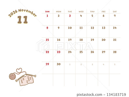 2026年11月日曆編織插圖 134183719