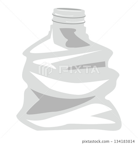 一個被壓扁的空塑膠瓶的示意圖 一個被壓扁的空塑膠瓶的示意圖 134183814