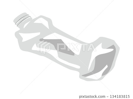 Illustration of a crushed empty plastic bottle 134183815