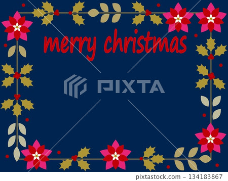 聖誕快樂相框一品紅冬青 134183867