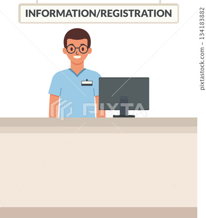 Hospital male receptionist illustration 134183882