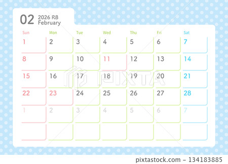 2026年2月波點日曆 2026年2月波點日曆 134183885