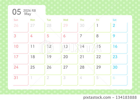 2026年5月波點日曆 2026年5月波點日曆 134183888