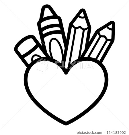Valentine heart filled with school stationery 134183902