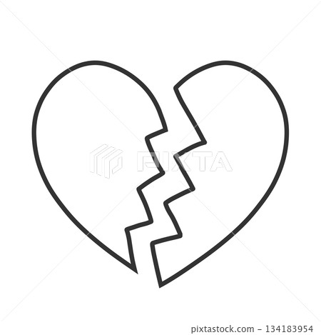 Cracked simple heart hand drawn illustration icon Cracked simple heart hand drawn illustration icon 134183954