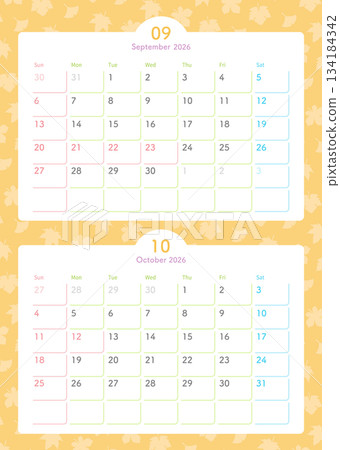 2026年9月及10月秋季背景日曆 2026年9月及10月秋季背景日曆 134184342