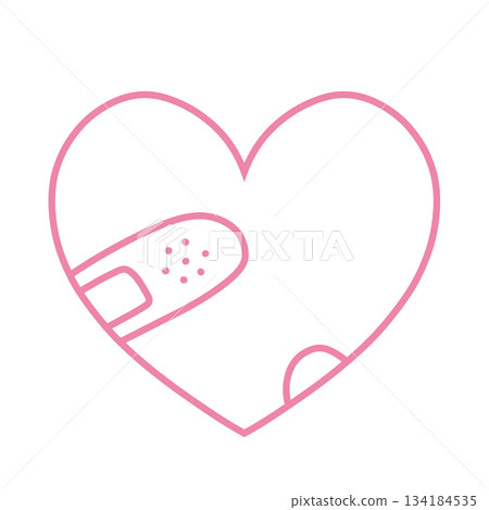 手繪的簡單心型繃帶圖示(粉紅色) 手繪的簡單心型繃帶圖示(粉紅色) 134184535