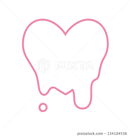 簡單的融化之心手繪插圖圖標，粉紅色 134184536