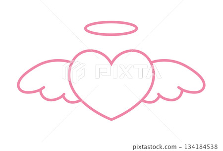 Simple heart with wings and halo hand-drawn illustration icon (pink) Simple heart with wings and halo hand-drawn illustration icon (pink) 134184538