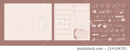 Minimal Grid Paper Layout with Doodle Trackers Minimal Grid Paper Layout with Doodle Trackers 134184781