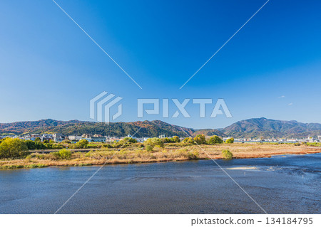 京都桂川初冬景色 134184795