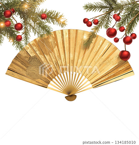 Folding Fan: A luxurious Japanese decoration for good fortune | New Year, prosperity, and good luck charm 134185010