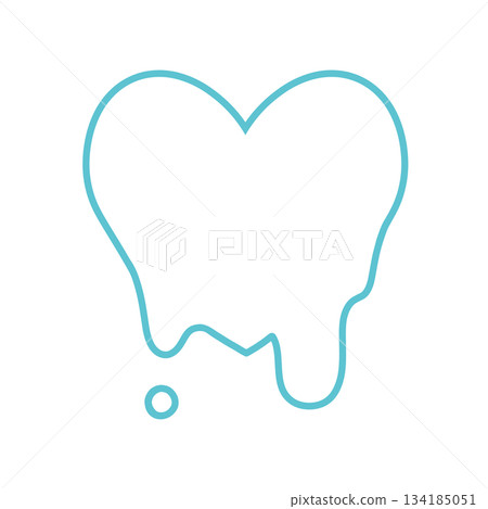 A simple melting heart hand-drawn illustration icon, light blue A simple melting heart hand-drawn illustration icon, light blue 134185051