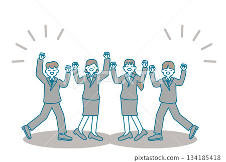 Illustration of a male and female businessman happily pumping their fist Illustration of a male and female businessman happily pumping their fist 134185418