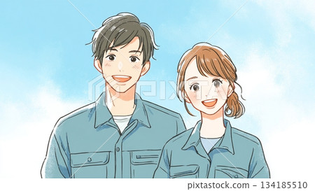 身著工作服的年輕男女員工 134185510