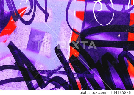 Urban Graffiti Art with Purple, Black, Red Accents for Modern 2000s Vibe 134185886