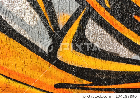 Bold Abstract Graffiti Style Pattern in Orange and Black, 90s Urban Aesthetic Bold Abstract Graffiti Style Pattern in Orange and Black, 90s Urban Aesthetic 134185890