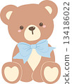 Cute Teddy Bear with Blue Bow 134186022