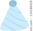 Illustration of a Striped Party Hat 134186028