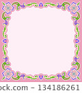 Oriental decorative pattern - vector design combining flowers and curves 134186261