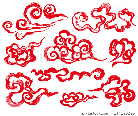 中國雲手寫毛筆插畫 中國雲手寫毛筆插畫 134186280