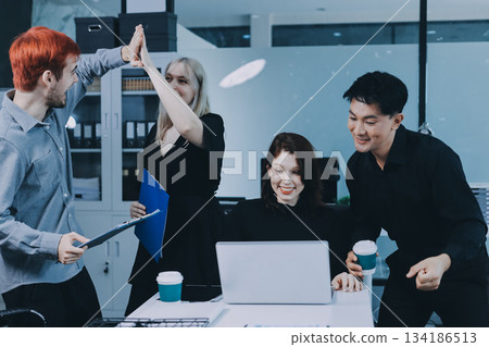 Multiracial business people having meeting Multiracial business people having meeting 134186513