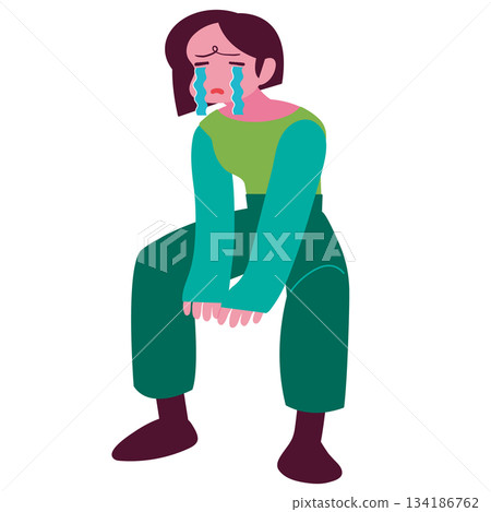 一個哭泣的女人的插圖 134186762