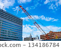 Construction work and cranes in central Tokyo [urban image] 134186784