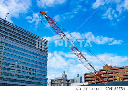 東京市中心的建築工地和起重機 [城市景觀] 134186784