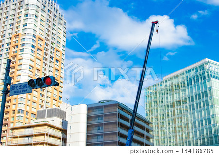 東京市中心的建築工地和起重機 [城市景觀] 134186785
