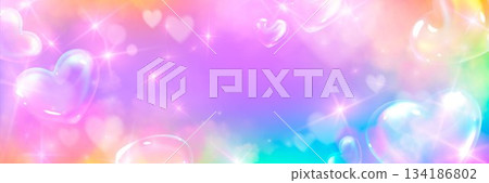 Heart shaped bubbles with sparkle effects 134186802