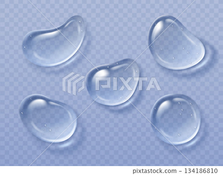 Gel texture smears with transparent water droplets 134186810