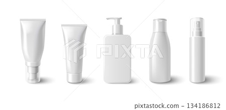 Skincare cosmetic bottles set isolated on white Skincare cosmetic bottles set isolated on white 134186812