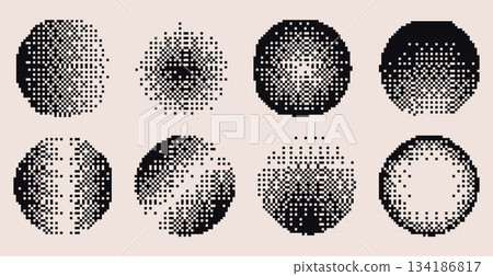 Round halftone gradient shapes set Round halftone gradient shapes set 134186817